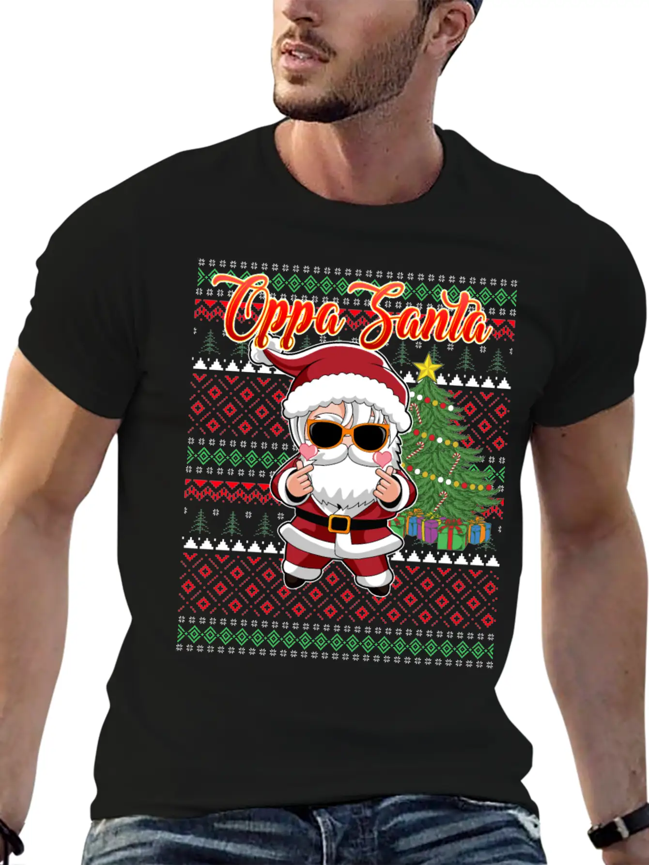 Oppa Santa Claus Korean Pop Christmas Unisex Casual T-Shirt – Clean Design For Daily Comfort