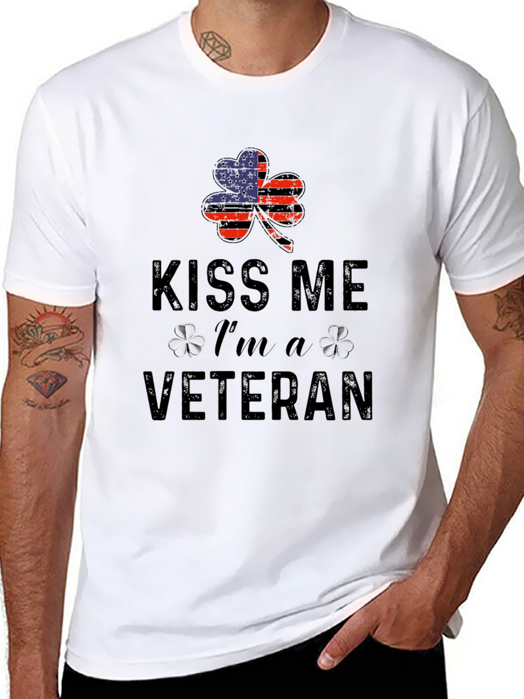 Kiss Me Im A Veteran Shamrock T-Shirt