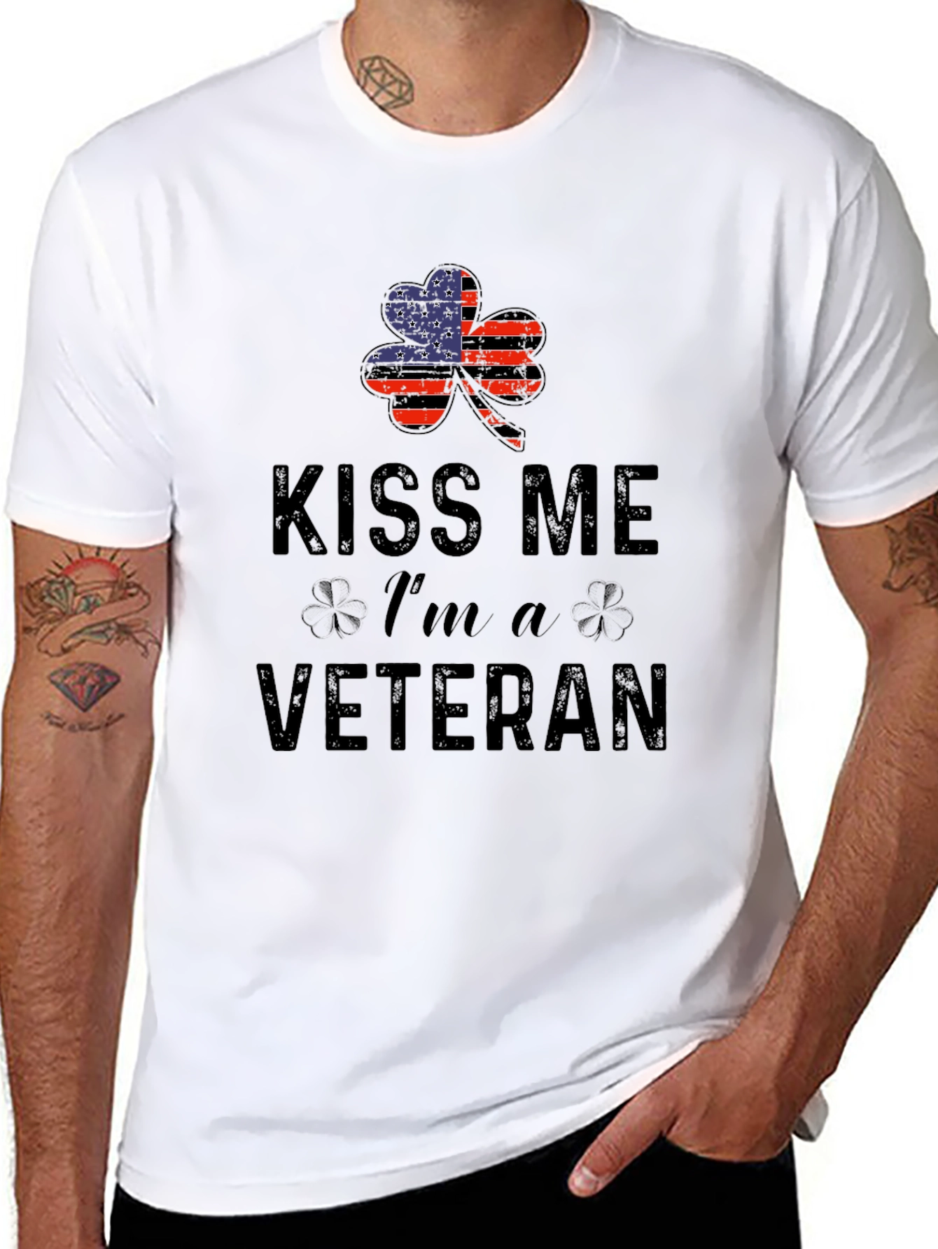 Kiss Me Im A Veteran Shamrock T-Shirt