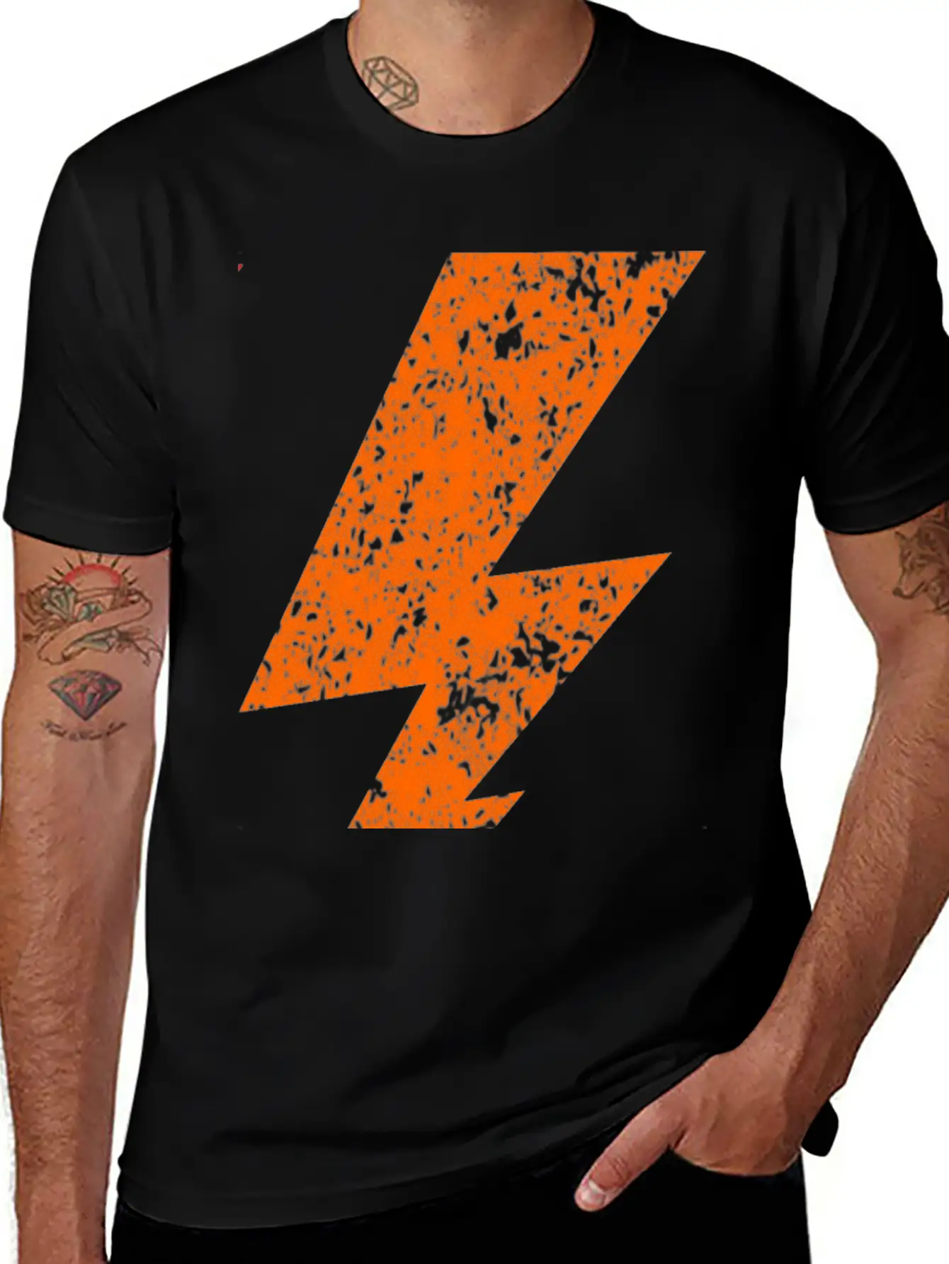 Orange Bolt Lightning | Bolt Graphic T-Shirt Stylish Everyday T-Shirt – Unisex Basic Cotton Tee
