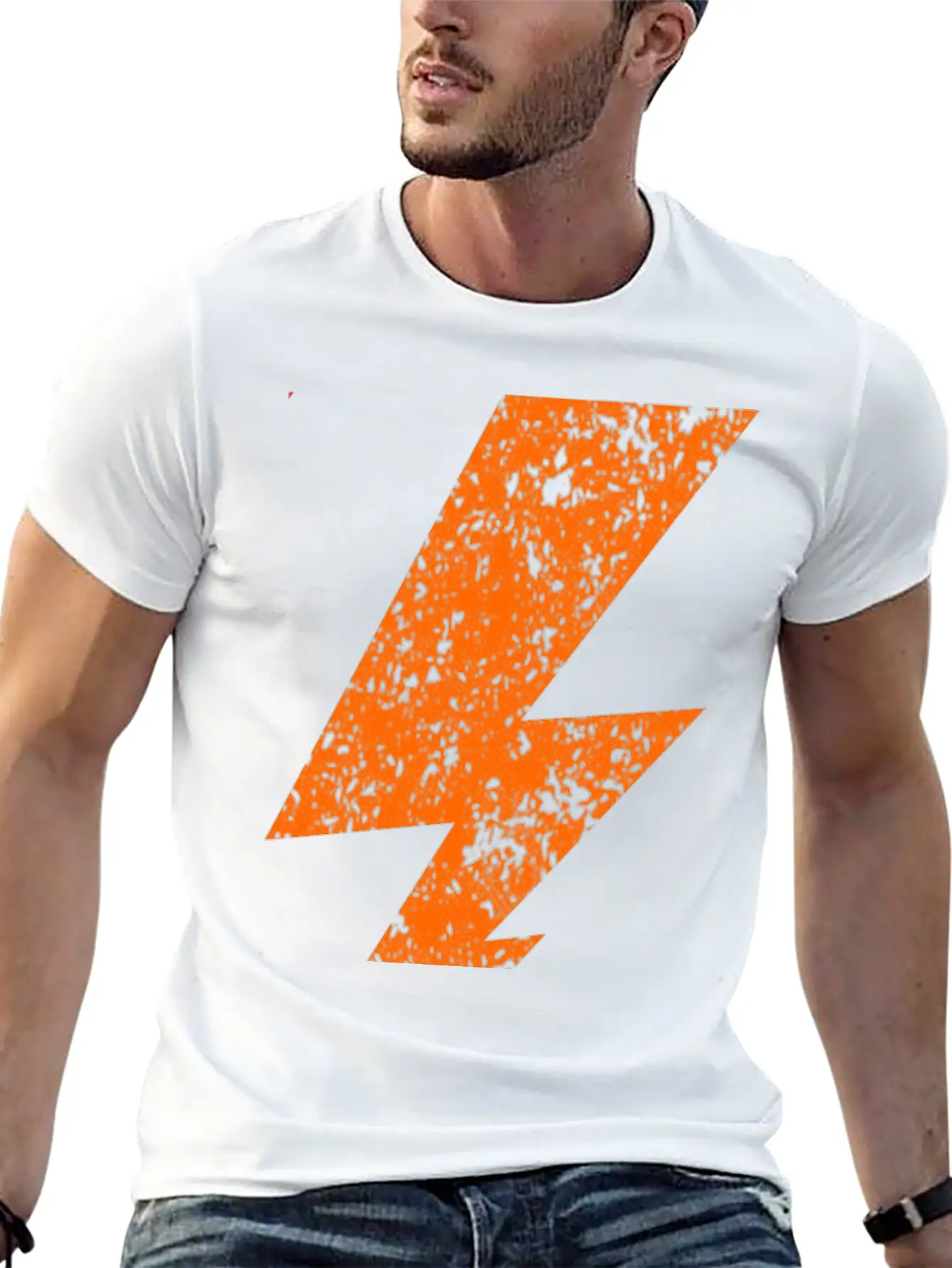 Orange Bolt Lightning | Bolt Graphic T-Shirt Stylish Everyday T-Shirt – Unisex Basic Cotton Tee