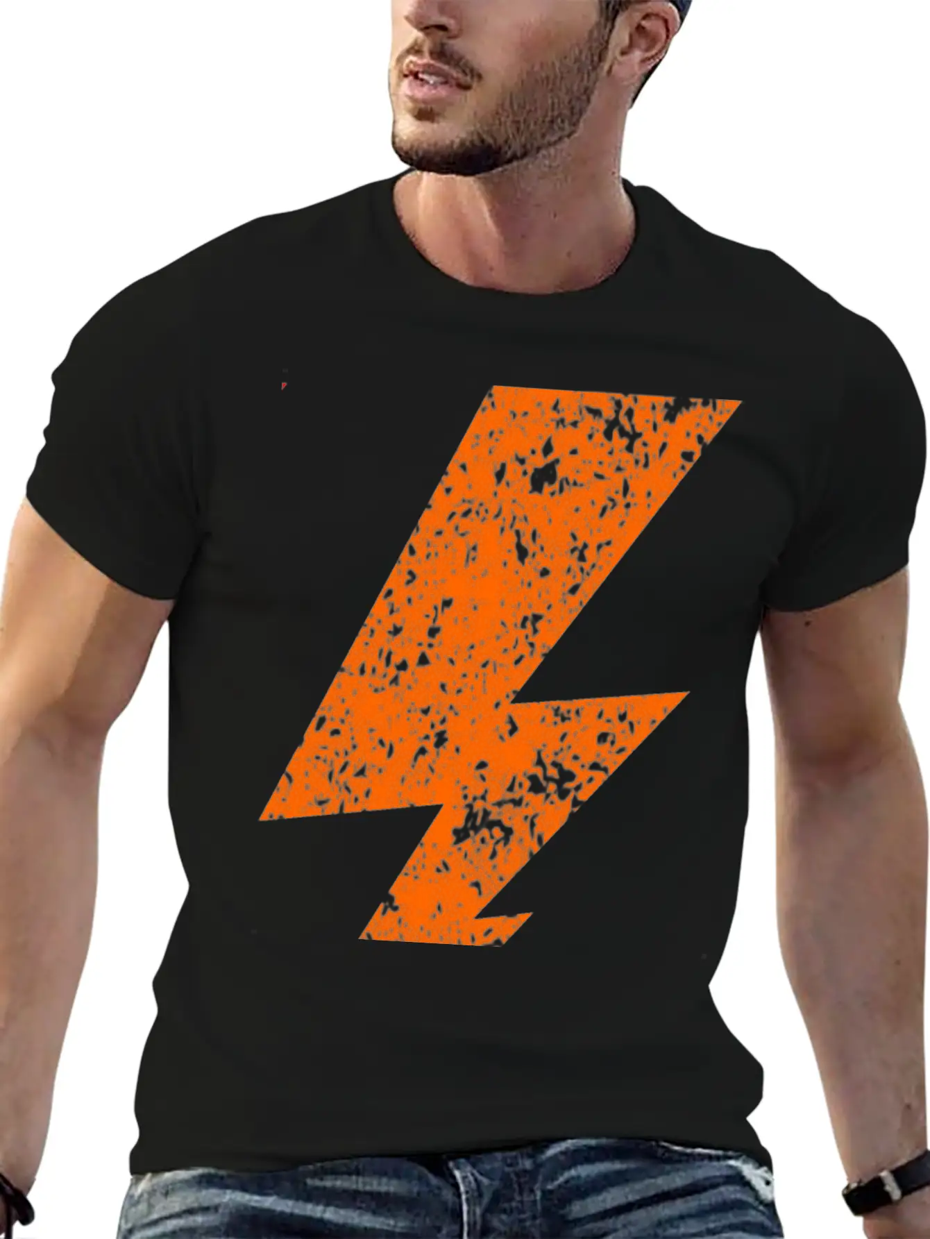 Orange Bolt Lightning | Bolt Graphic T-Shirt Stylish Everyday T-Shirt – Unisex Basic Cotton Tee
