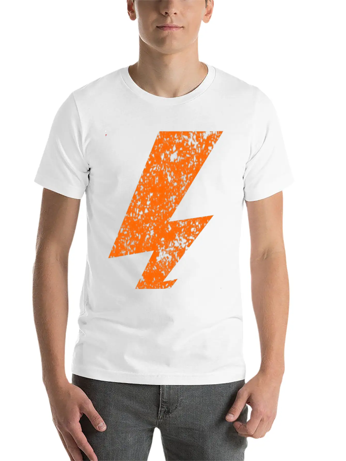 Orange Bolt Lightning | Bolt Graphic T-Shirt Stylish Everyday T-Shirt – Unisex Basic Cotton Tee