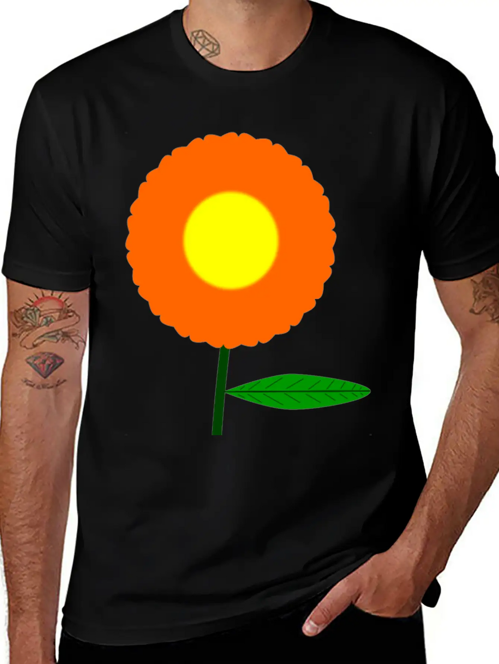 Orange Flower Breathable Soft Cotton T-Shirt – Timeless Casual Look