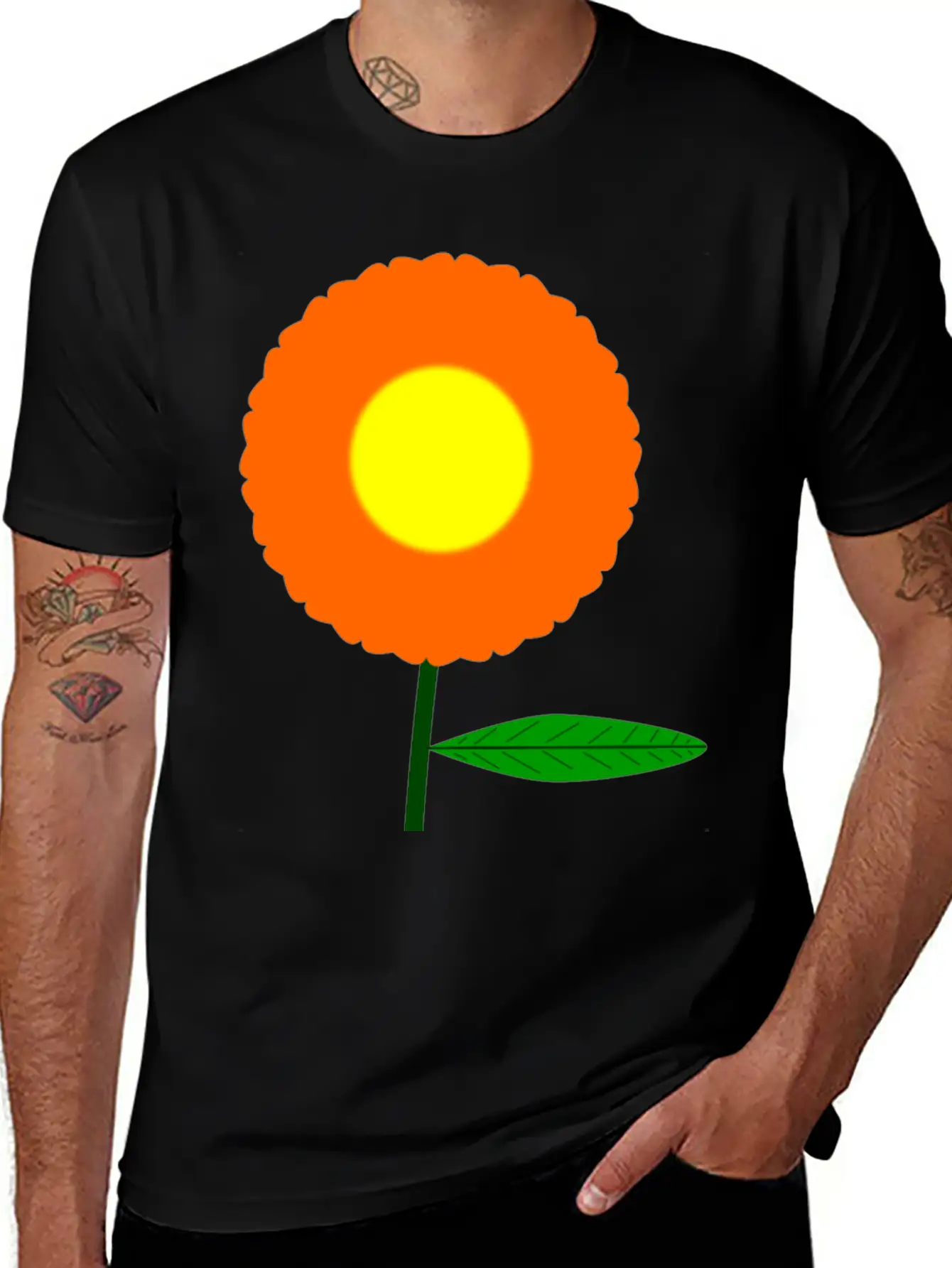 Orange Flower Breathable Soft Cotton T-Shirt – Timeless Casual Look