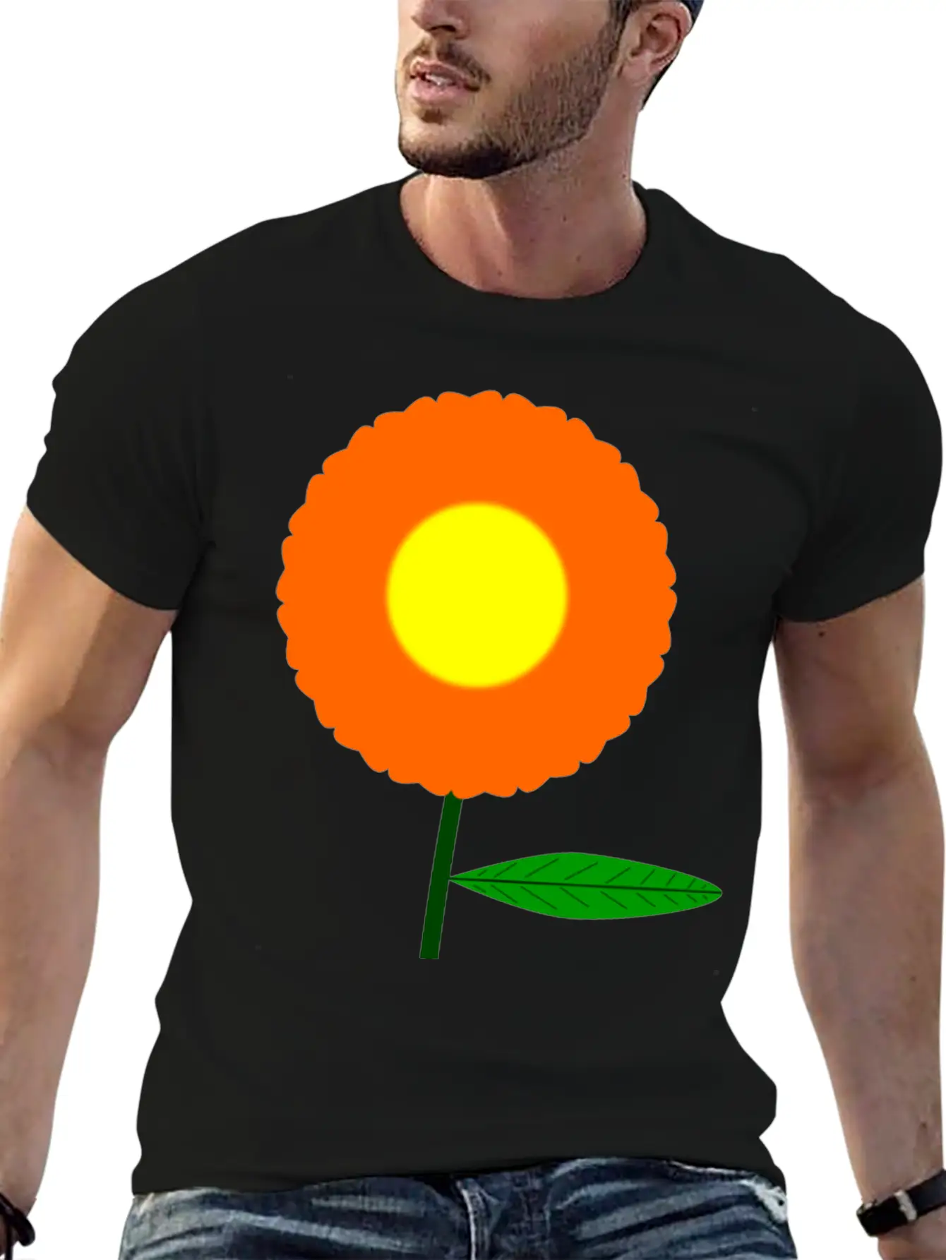 Orange Flower Breathable Soft Cotton T-Shirt – Timeless Casual Look