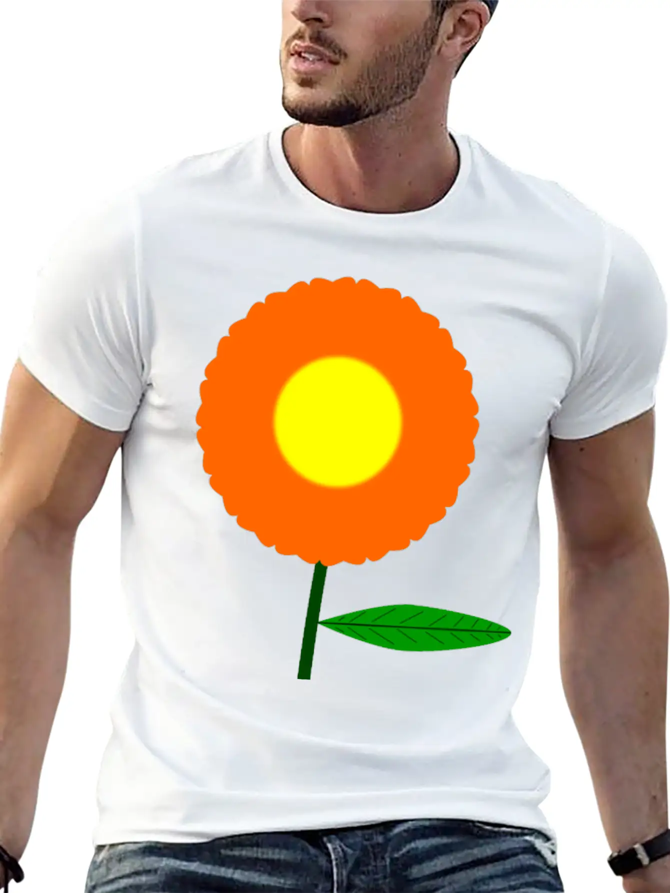 Orange Flower Breathable Soft Cotton T-Shirt – Timeless Casual Look