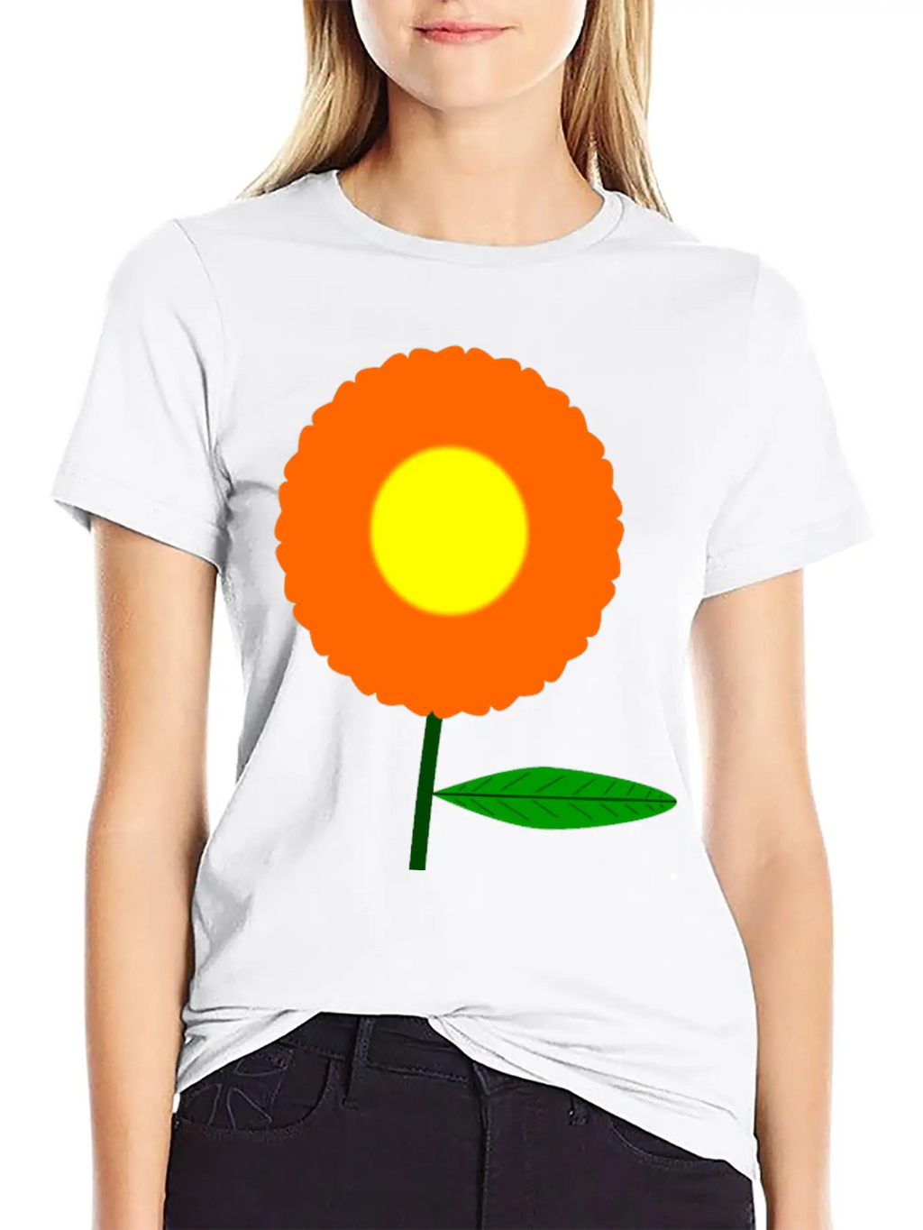Orange Flower Breathable Soft Cotton T-Shirt – Timeless Casual Look