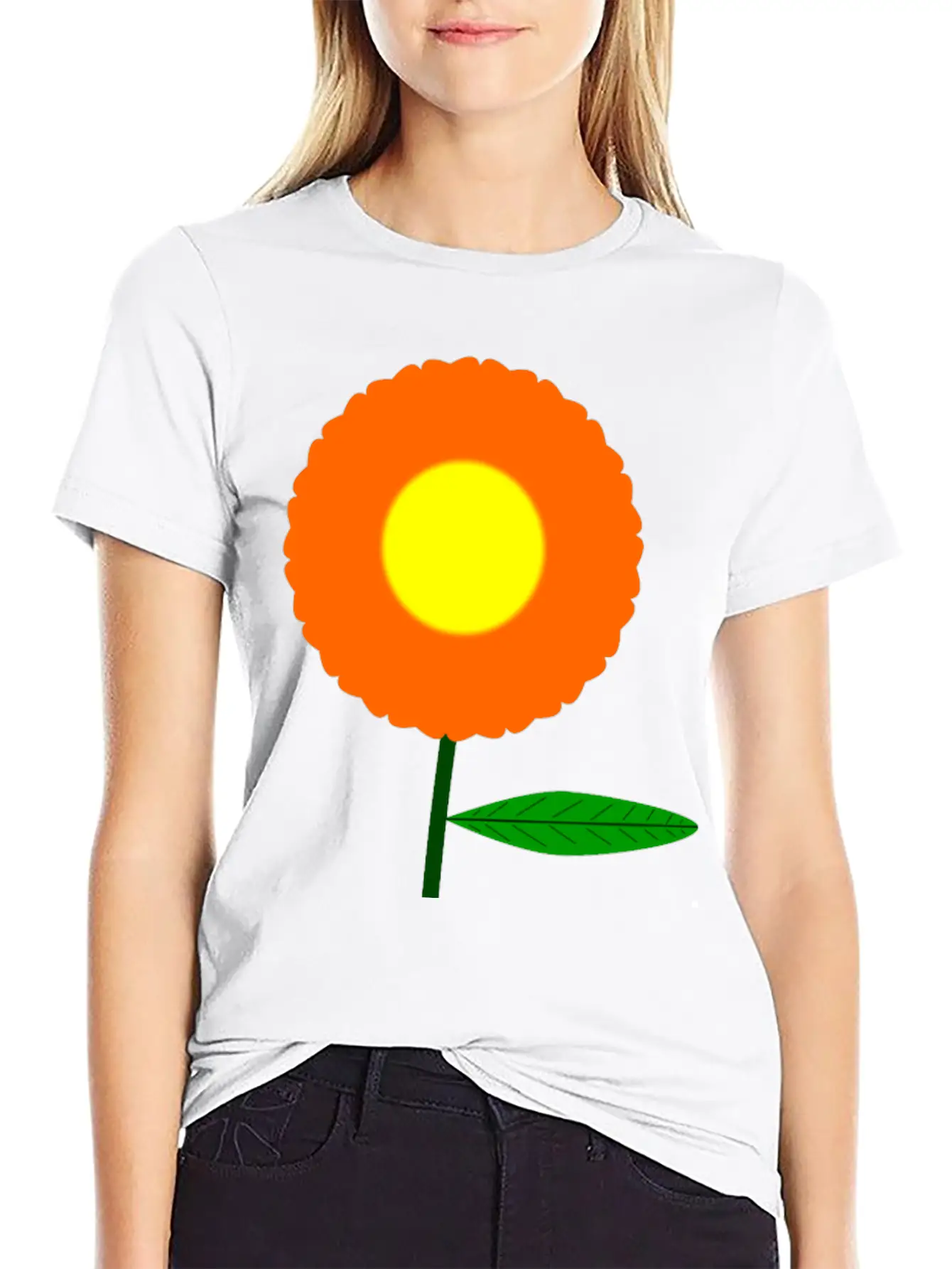 Orange Flower Breathable Soft Cotton T-Shirt – Timeless Casual Look