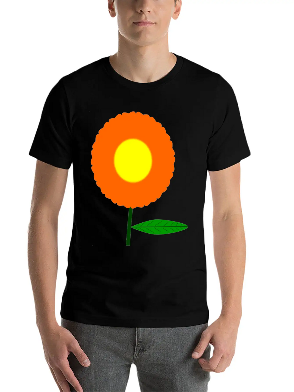 Orange Flower Breathable Soft Cotton T-Shirt – Timeless Casual Look