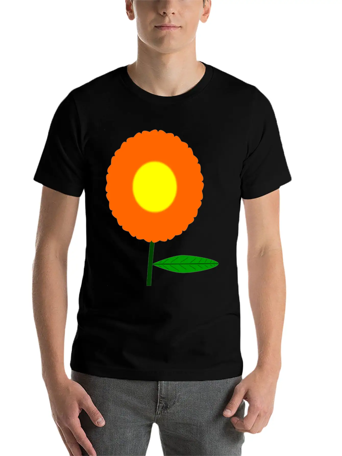 Orange Flower Breathable Soft Cotton T-Shirt – Timeless Casual Look