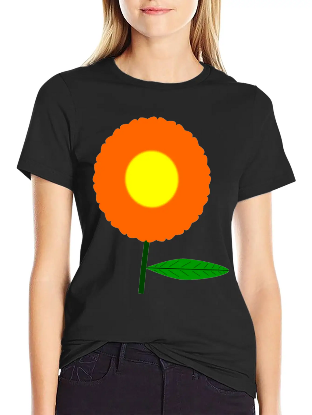 Orange Flower Breathable Soft Cotton T-Shirt – Timeless Casual Look