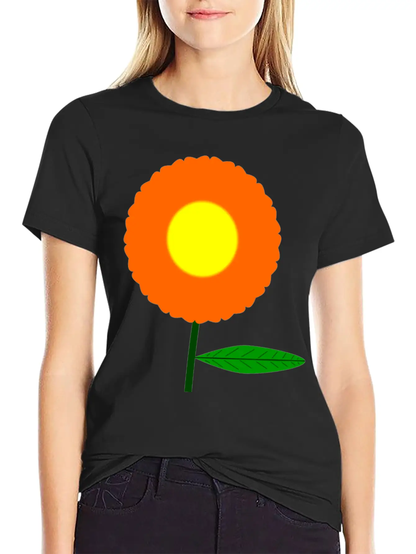 Orange Flower Breathable Soft Cotton T-Shirt – Timeless Casual Look