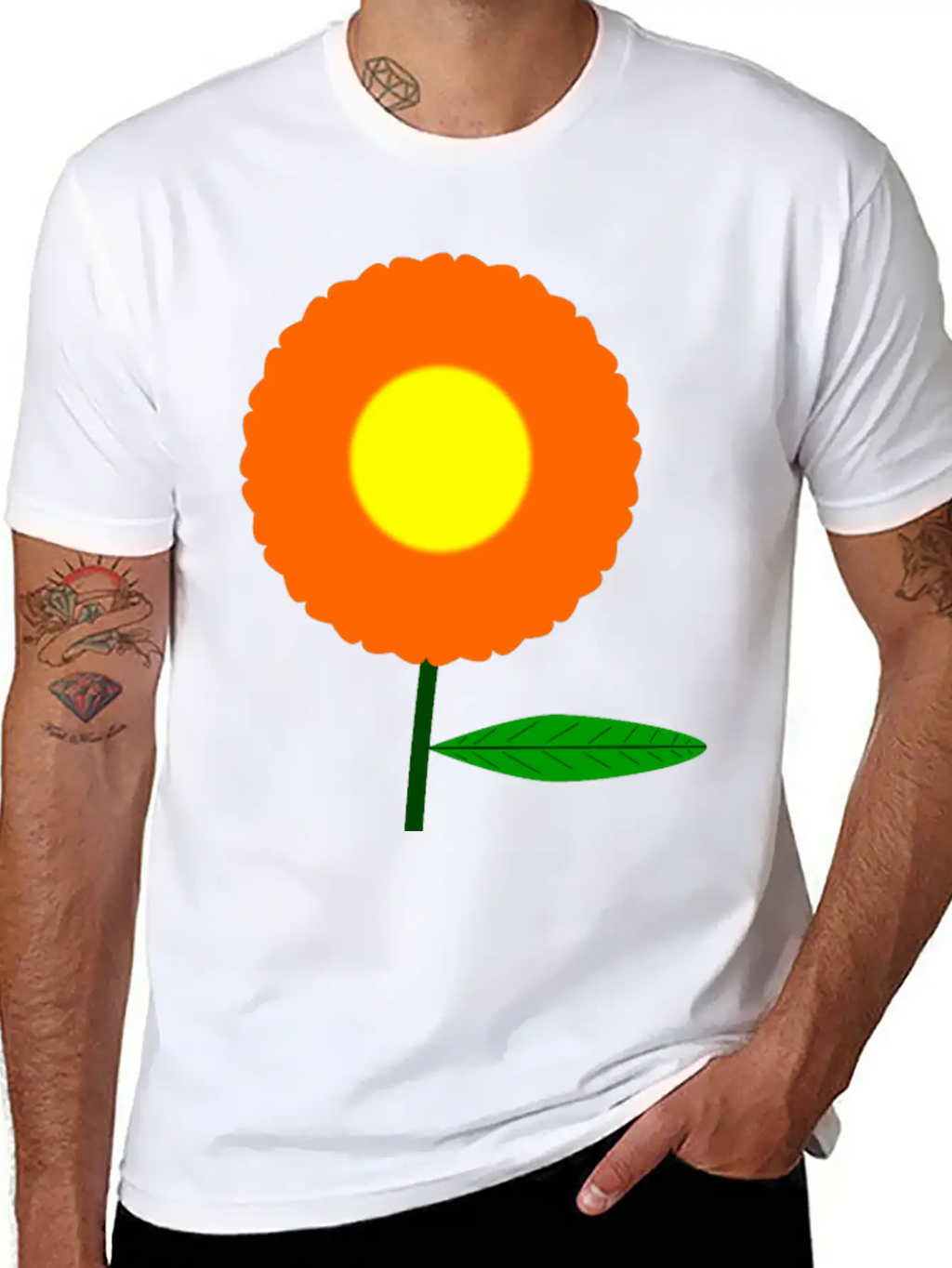 Orange Flower Breathable Soft Cotton T-Shirt – Timeless Casual Look