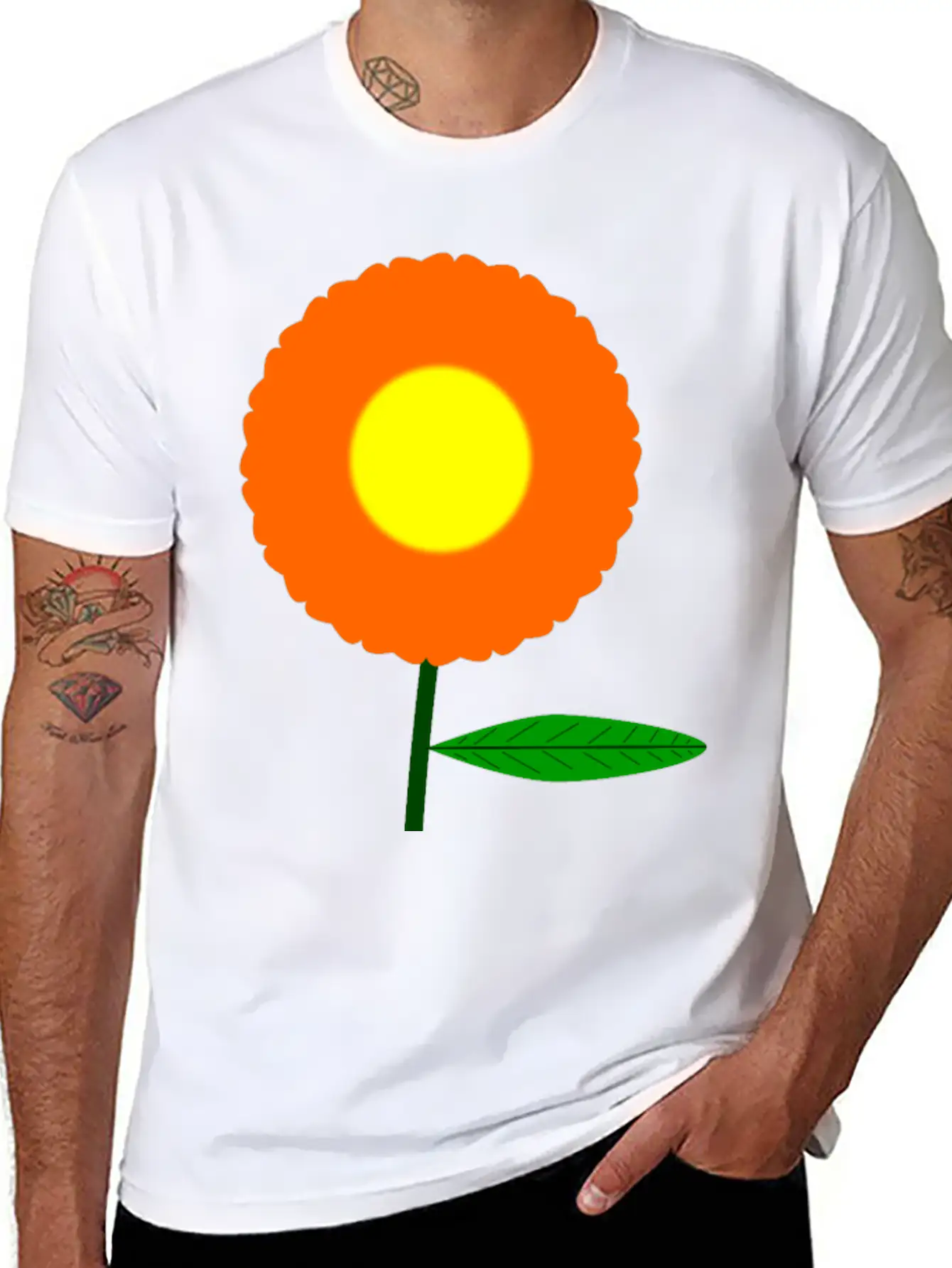Orange Flower Breathable Soft Cotton T-Shirt – Timeless Casual Look
