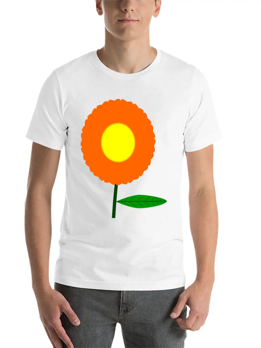 Orange Flower Breathable Soft Cotton T-Shirt – Timeless Casual Look