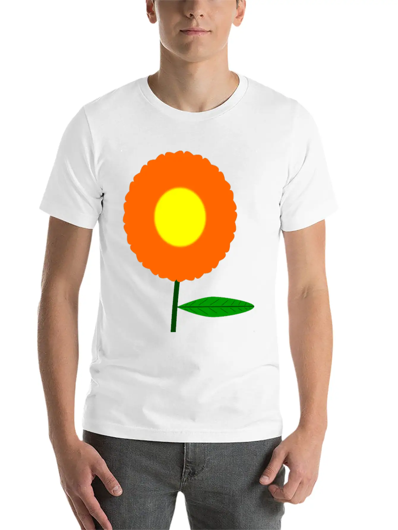 Orange Flower Breathable Soft Cotton T-Shirt – Timeless Casual Look