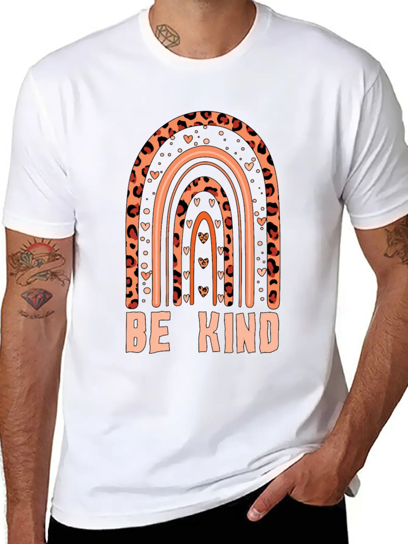 Orange Rainbow Kindness Awareness Unity Day Unisex Short Sleeve Soft Cotton T-Shirt – Casual Everyday Wear