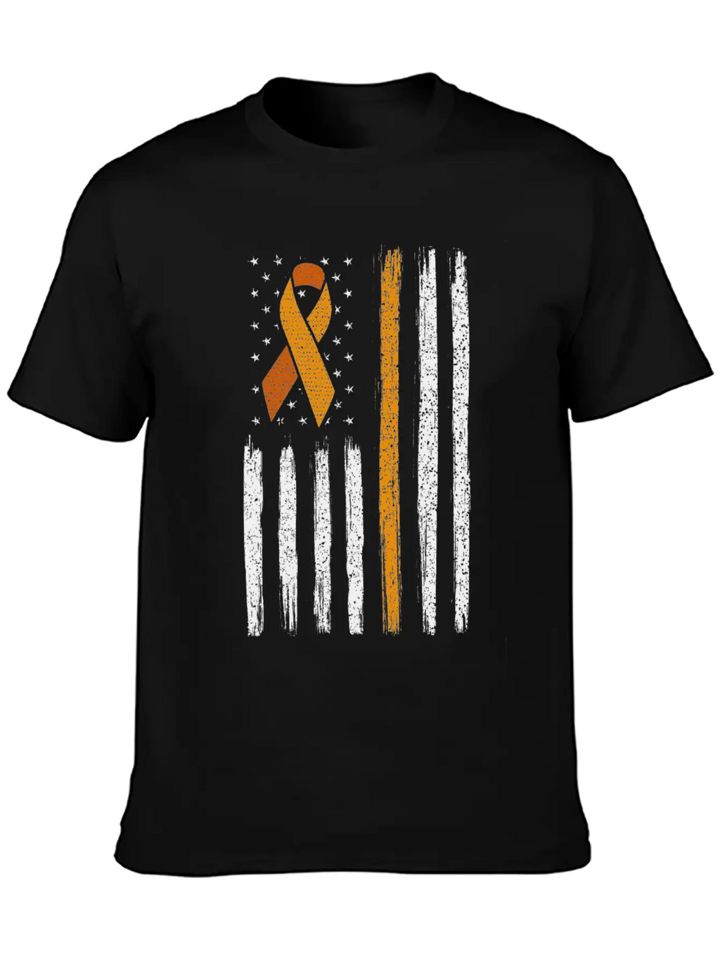 Orange Ribbon Flag Kidney Cancer Awareness Unisex Casual T-Shirt – Clean Design For Daily Comfort