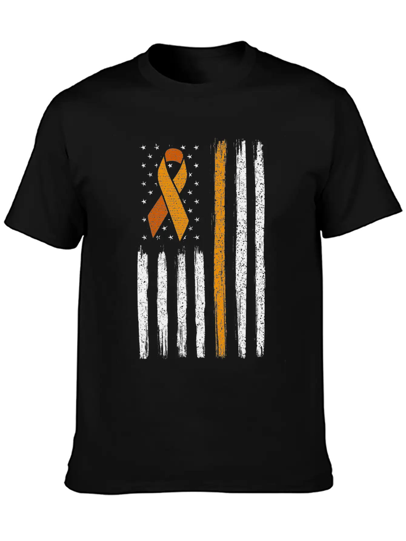 Orange Ribbon Flag Kidney Cancer Awareness Unisex Casual T-Shirt – Clean Design For Daily Comfort