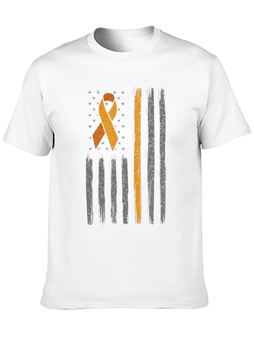 Orange Ribbon Flag Kidney Cancer Awareness Unisex Casual T-Shirt – Clean Design For Daily Comfort