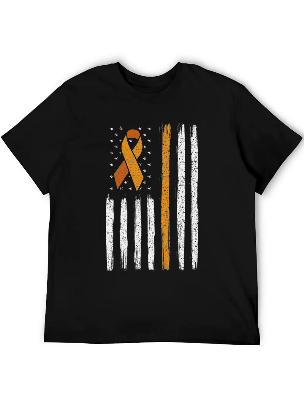 Orange Ribbon Flag Kidney Cancer Awareness Unisex Casual T-Shirt – Clean Design For Daily Comfort