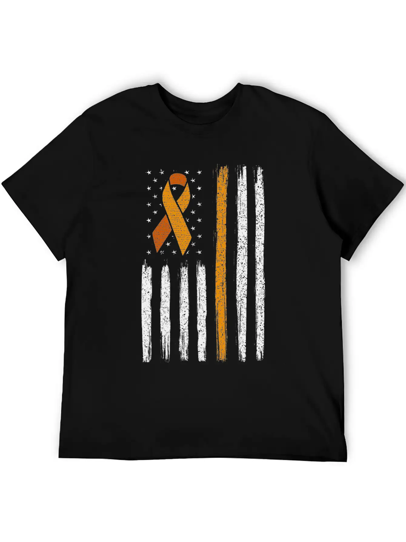 Orange Ribbon Flag Kidney Cancer Awareness Unisex Casual T-Shirt – Clean Design For Daily Comfort