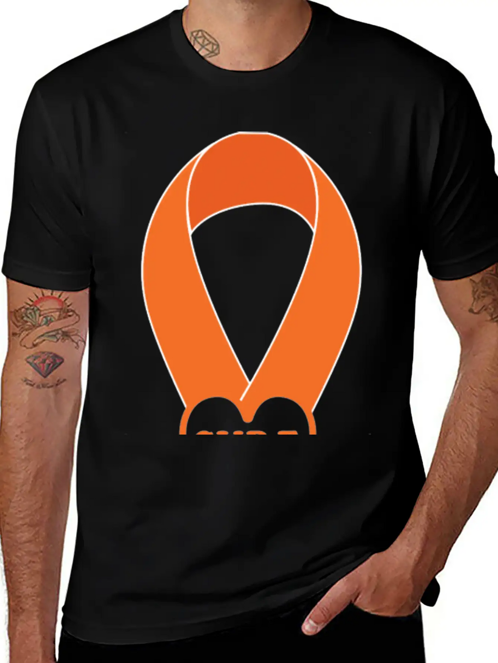 Orange Ribbon Multiple Sclerosis Awareness Unisex Casual T-Shirt – Clean Design For Daily Comfort