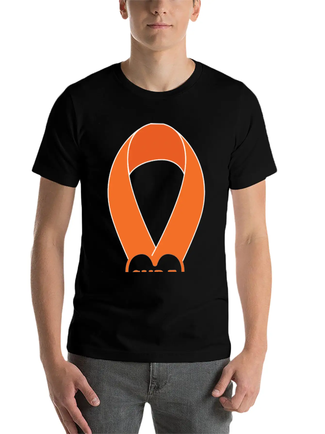 Orange Ribbon Multiple Sclerosis Awareness Unisex Casual T-Shirt – Clean Design For Daily Comfort