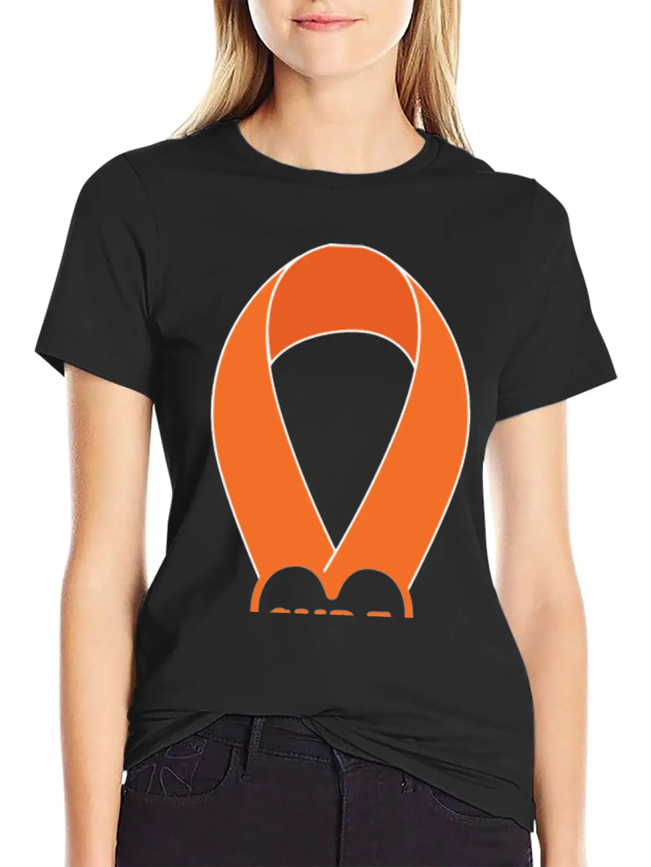 Orange Ribbon Multiple Sclerosis Awareness Unisex Casual T-Shirt – Clean Design For Daily Comfort