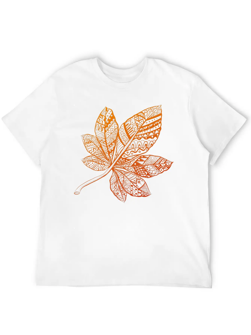 Ornamental Autumn Leaf Essential Cotton Tee For Daily Outfits – Unisex Style