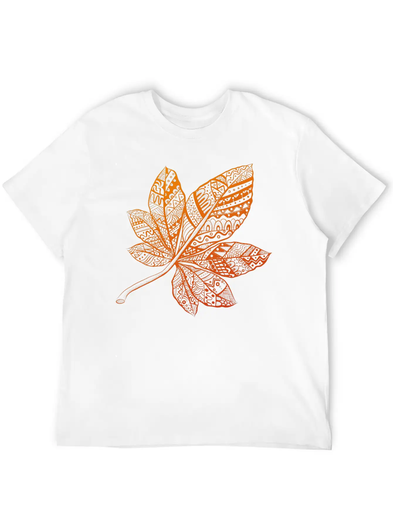 Ornamental Autumn Leaf Essential Cotton Tee For Daily Outfits – Unisex Style