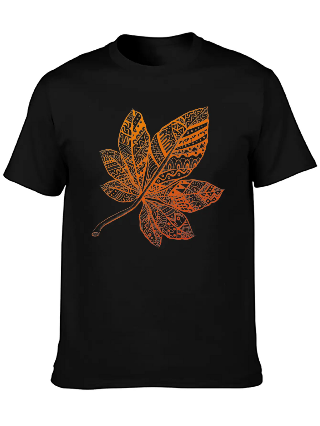 Ornamental Autumn Leaf Essential Cotton Tee For Daily Outfits – Unisex Style