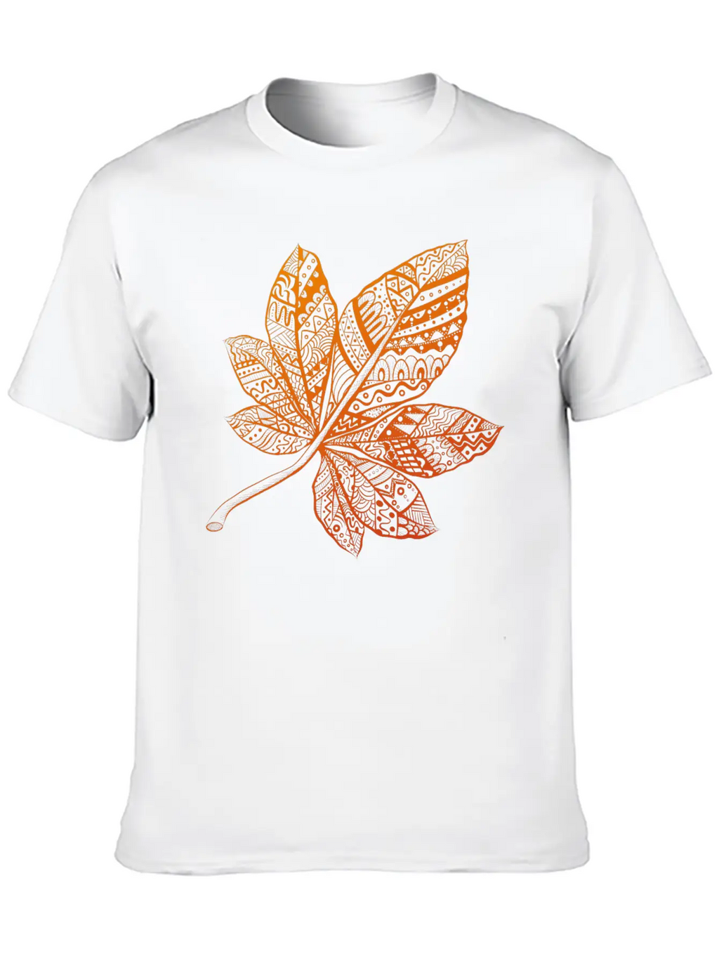 Ornamental Autumn Leaf Essential Cotton Tee For Daily Outfits – Unisex Style
