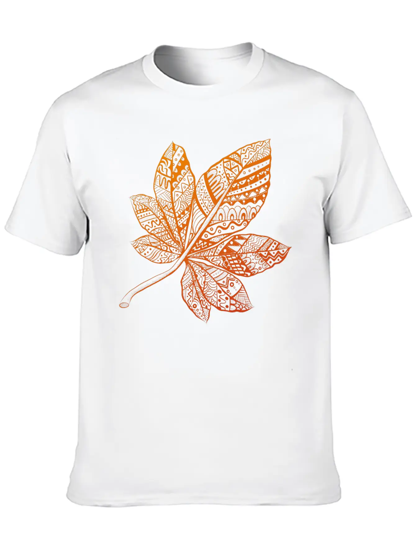 Ornamental Autumn Leaf Essential Cotton Tee For Daily Outfits – Unisex Style