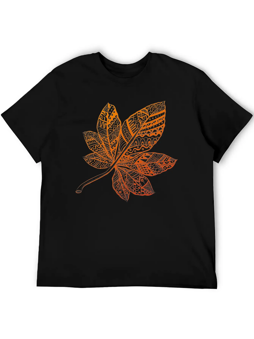 Ornamental Autumn Leaf Essential Cotton Tee For Daily Outfits – Unisex Style