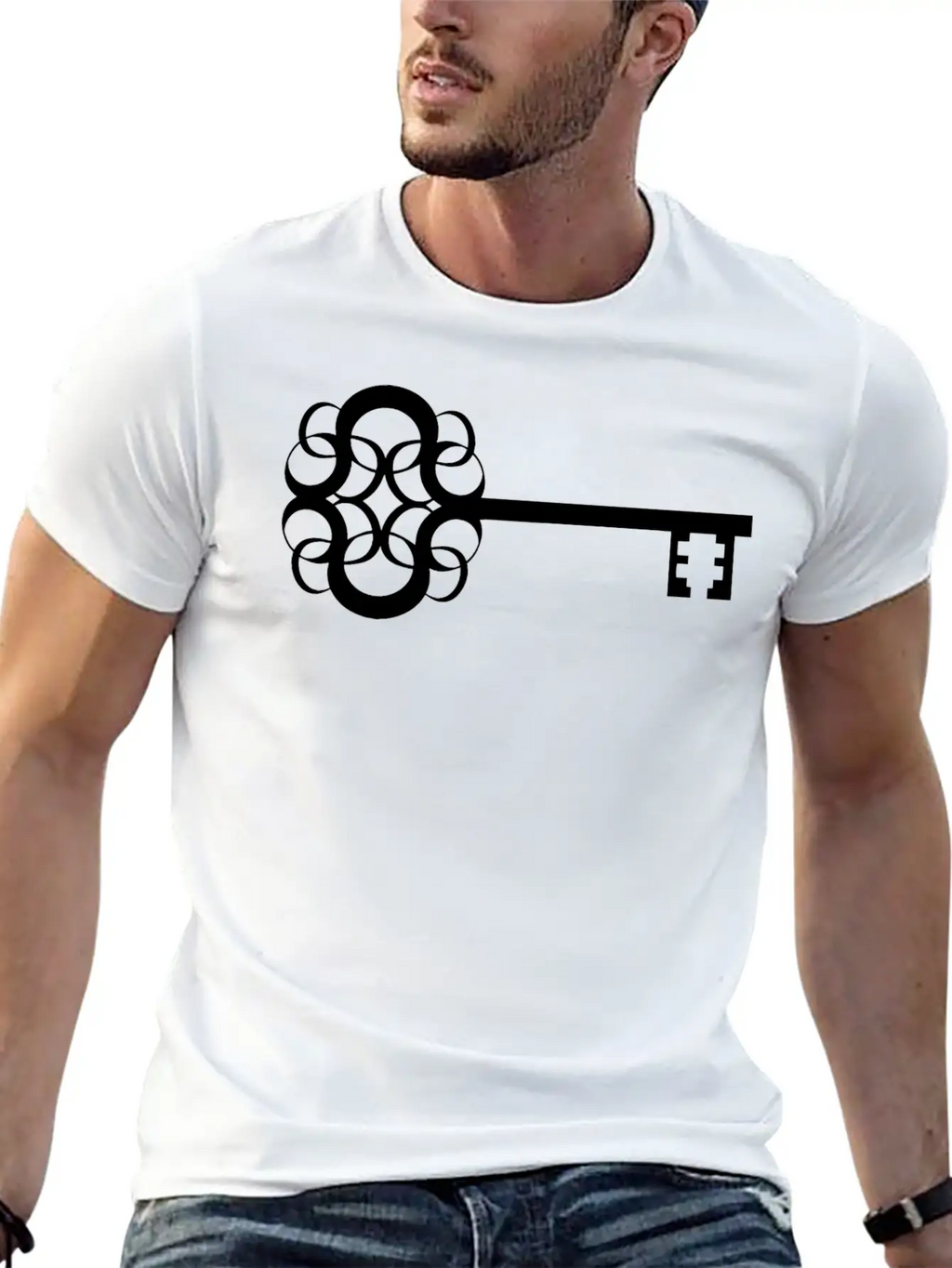 Ornate Key Silhouette Casual Graphic T-Shirt – Simple And Comfortable Daily Wear