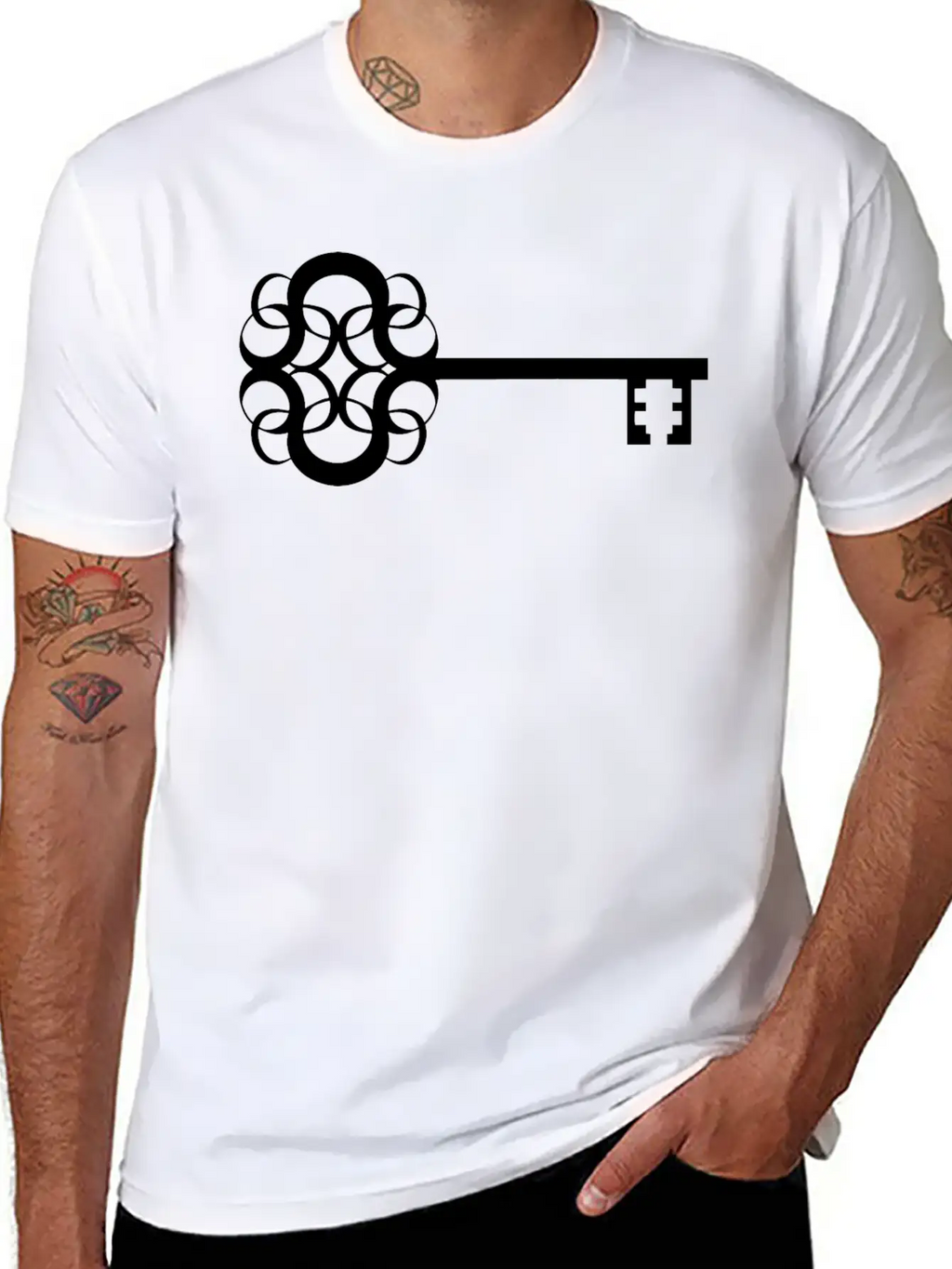 Ornate Key Silhouette Casual Graphic T-Shirt – Simple And Comfortable Daily Wear
