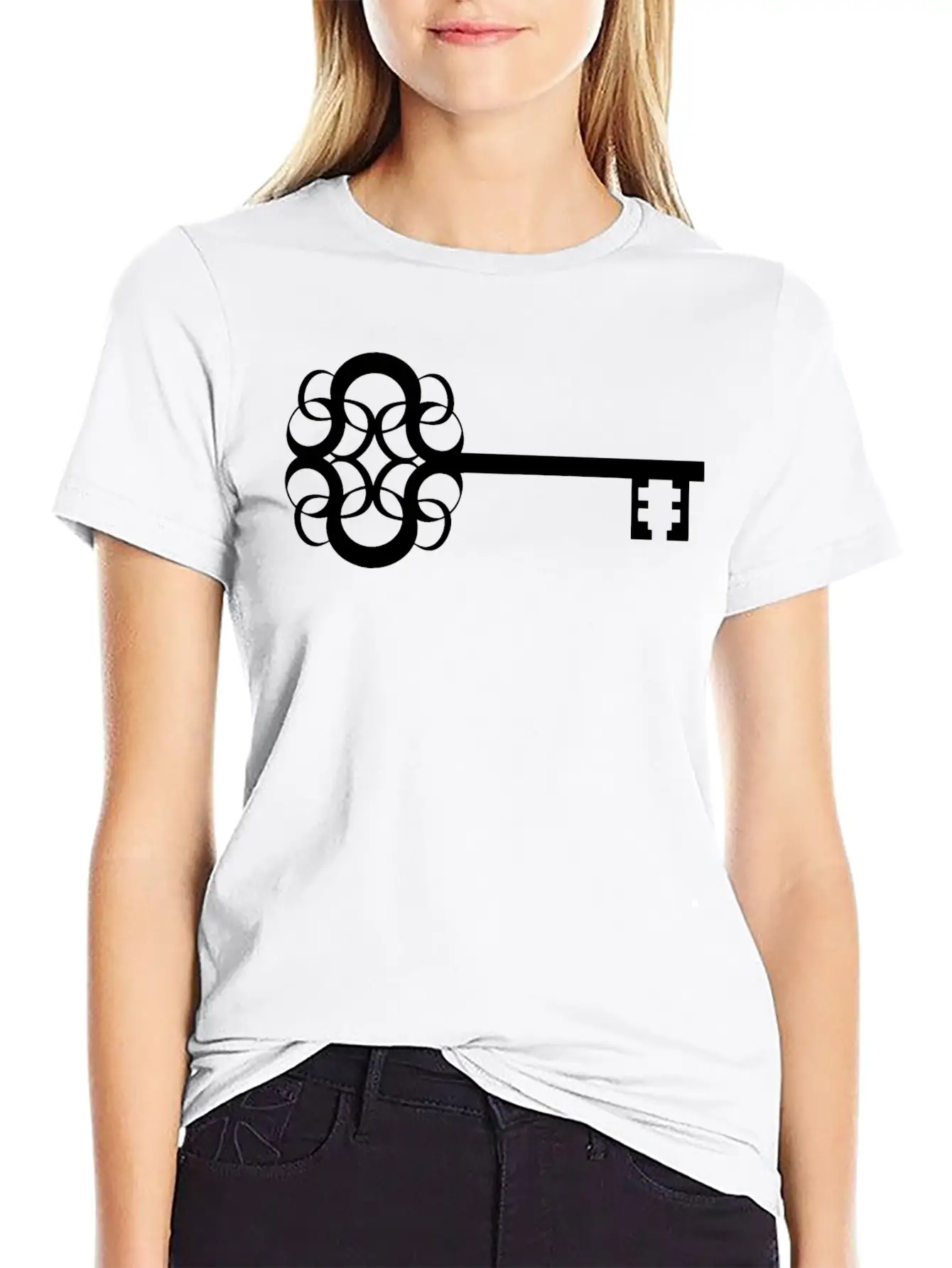 Ornate Key Silhouette Casual Graphic T-Shirt – Simple And Comfortable Daily Wear