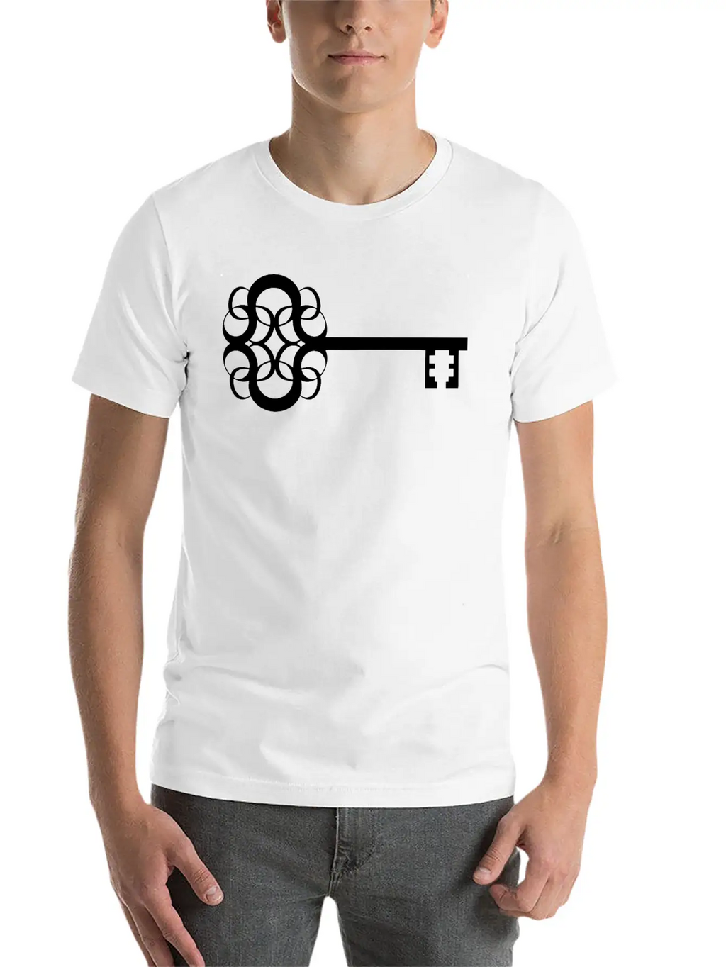 Ornate Key Silhouette Casual Graphic T-Shirt – Simple And Comfortable Daily Wear