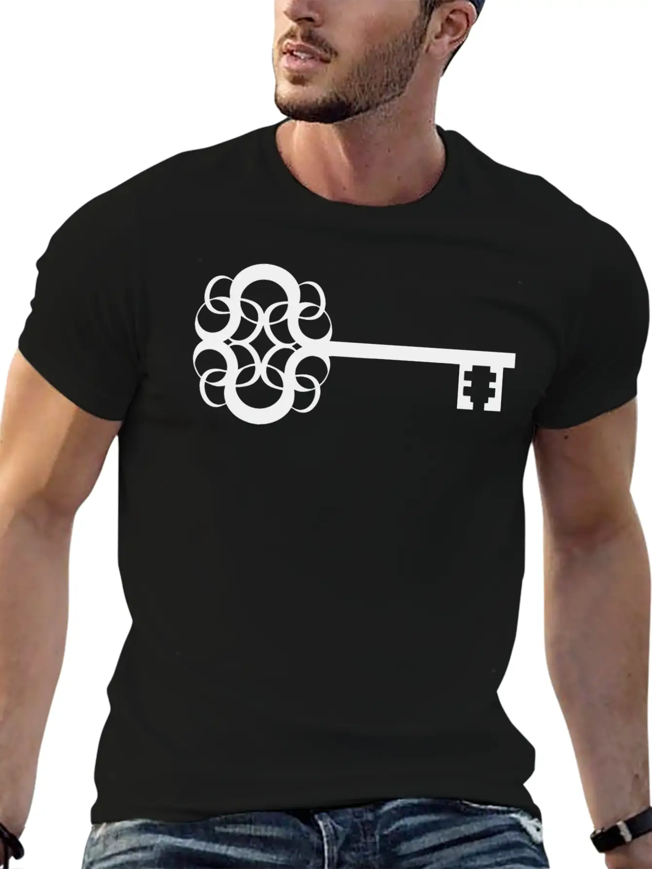 Ornate Key Silhouette Casual Graphic T-Shirt – Simple And Comfortable Daily Wear