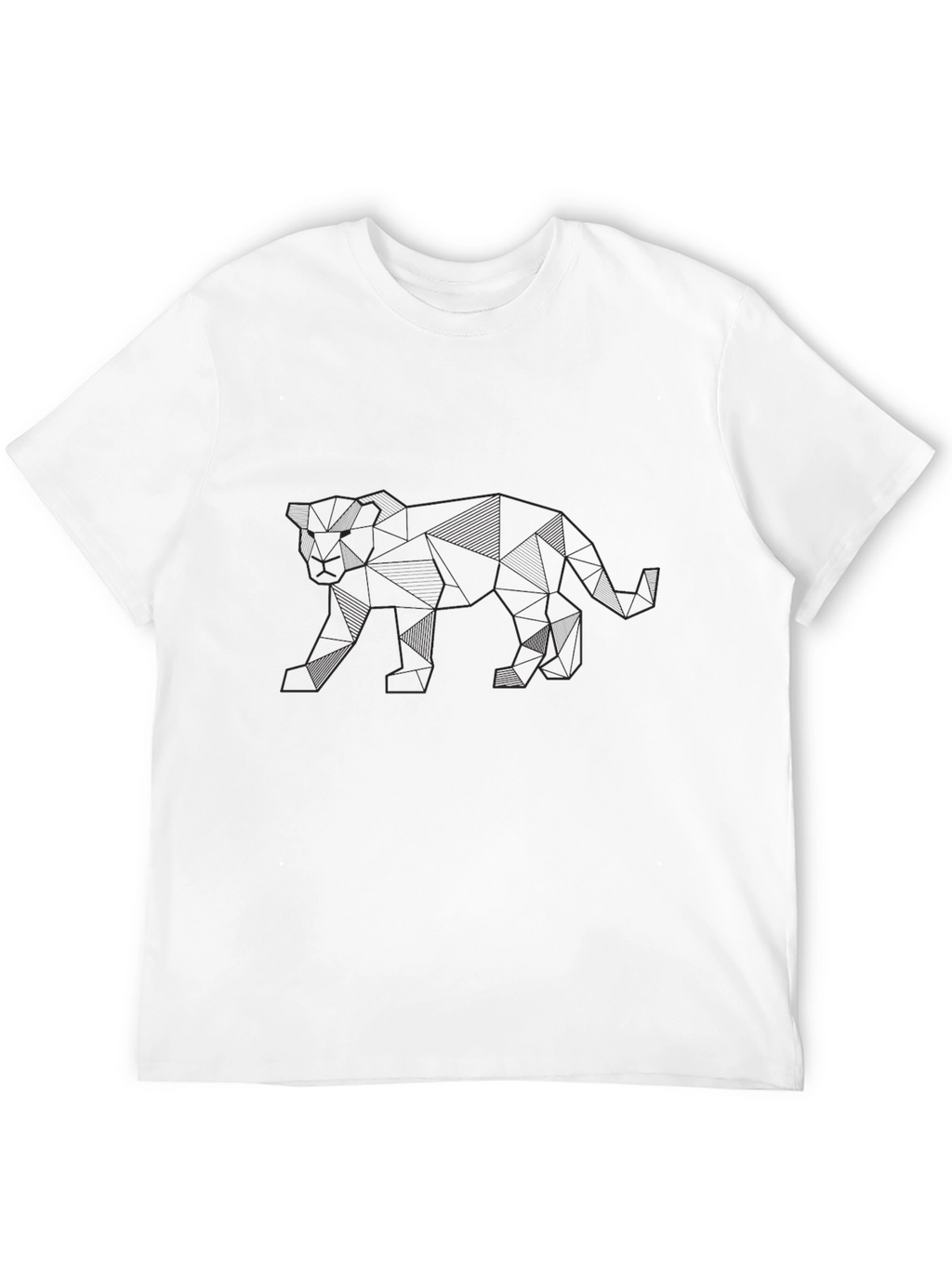 Geometric Panther Graphic Black T-Shirt