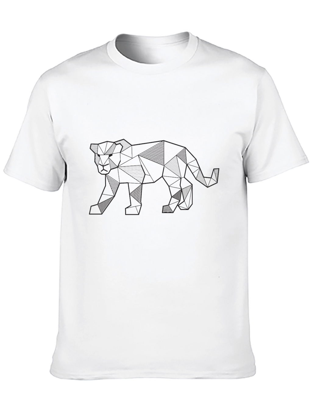 Geometric Panther Graphic Black T-Shirt