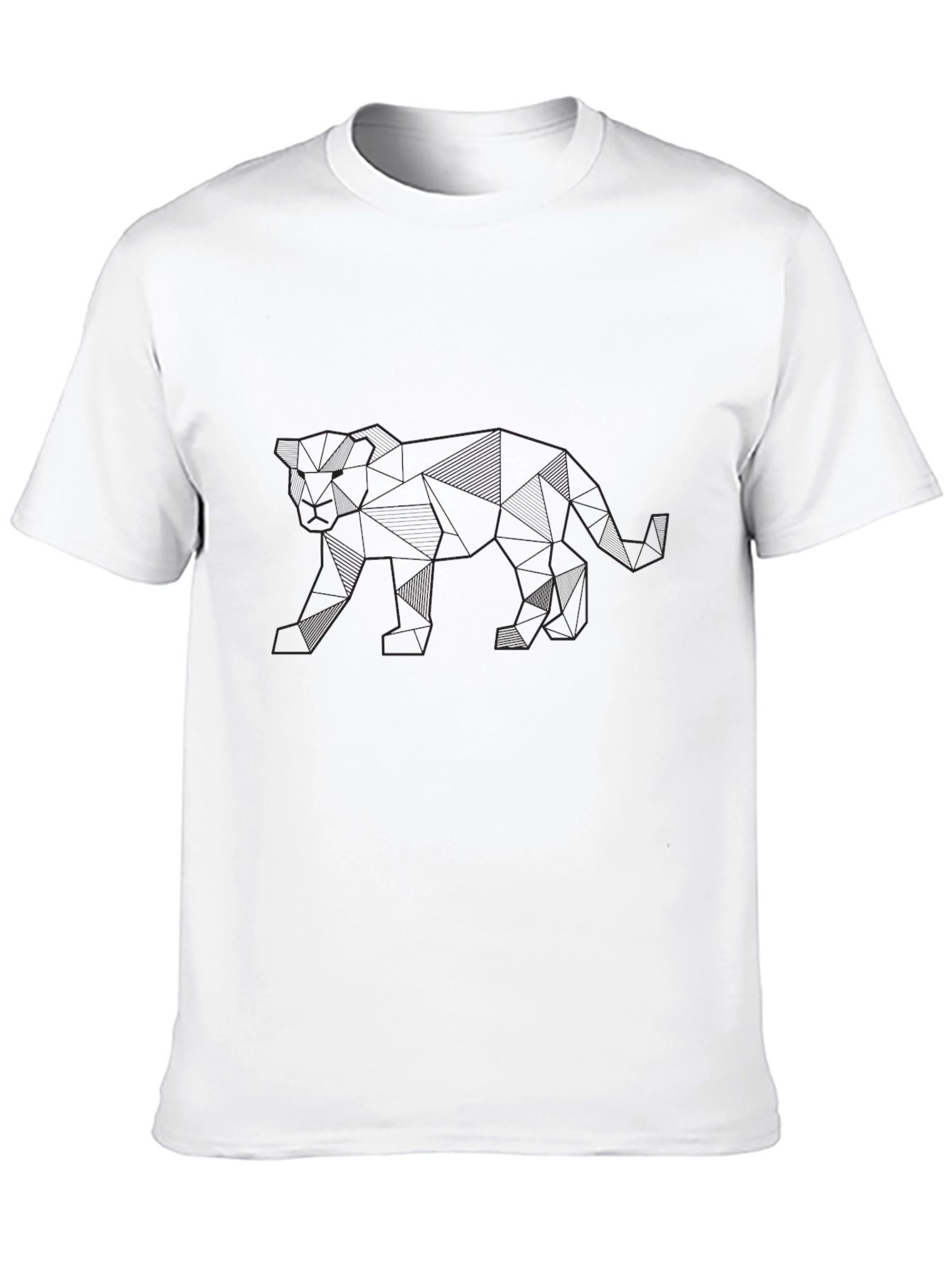 Geometric Panther Graphic Black T-Shirt