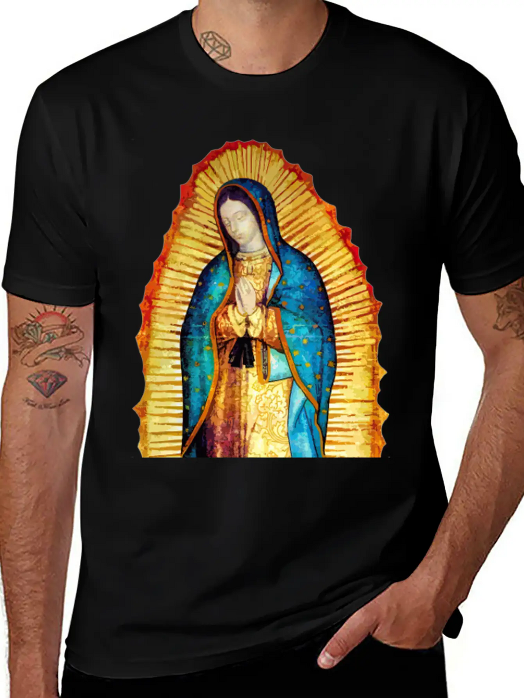Our Lady Virgin May Guadalupe A-092921 Unisex Short Sleeve Soft Cotton T-Shirt – Casual Everyday Wear