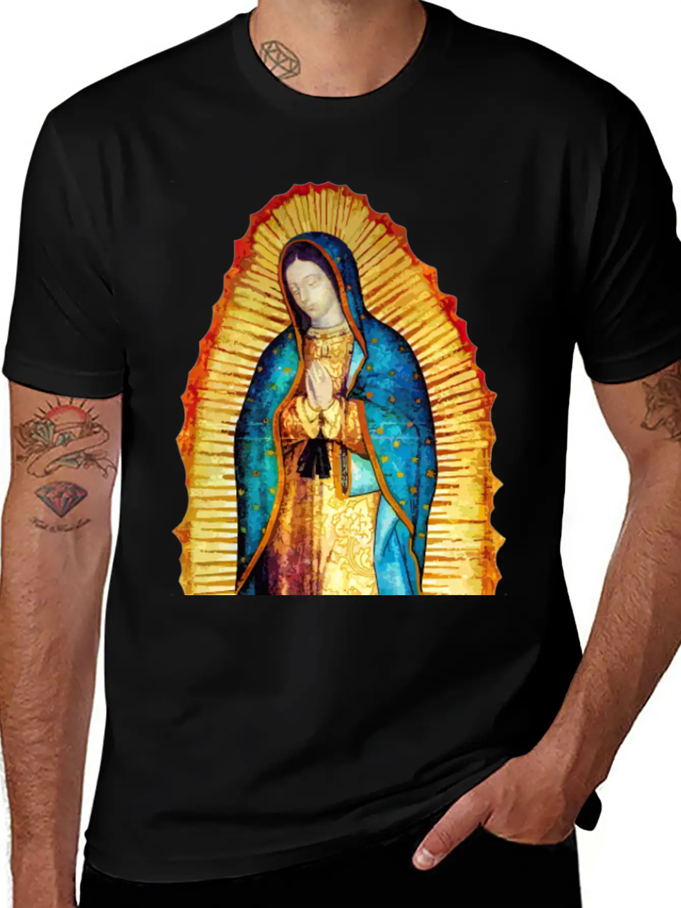 Our Lady Virgin May Guadalupe A-092921 Unisex Short Sleeve Soft Cotton T-Shirt – Casual Everyday Wear