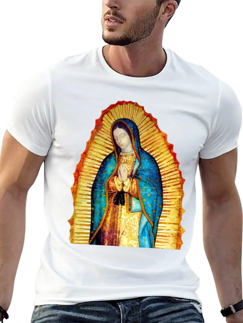 Our Lady Virgin May Guadalupe A-092921 Unisex Short Sleeve Soft Cotton T-Shirt – Casual Everyday Wear