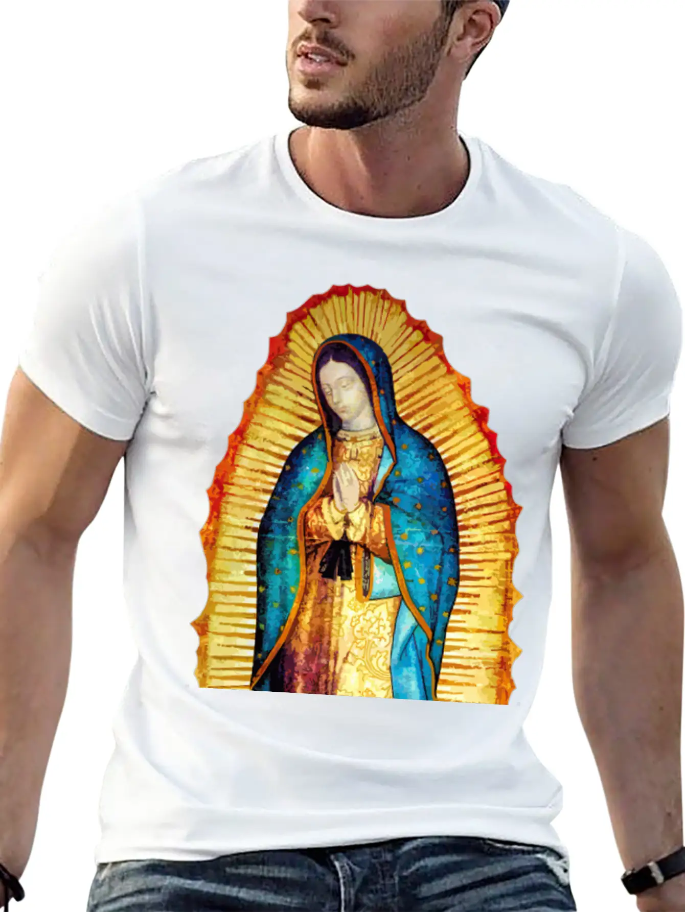 Our Lady Virgin May Guadalupe A-092921 Unisex Short Sleeve Soft Cotton T-Shirt – Casual Everyday Wear