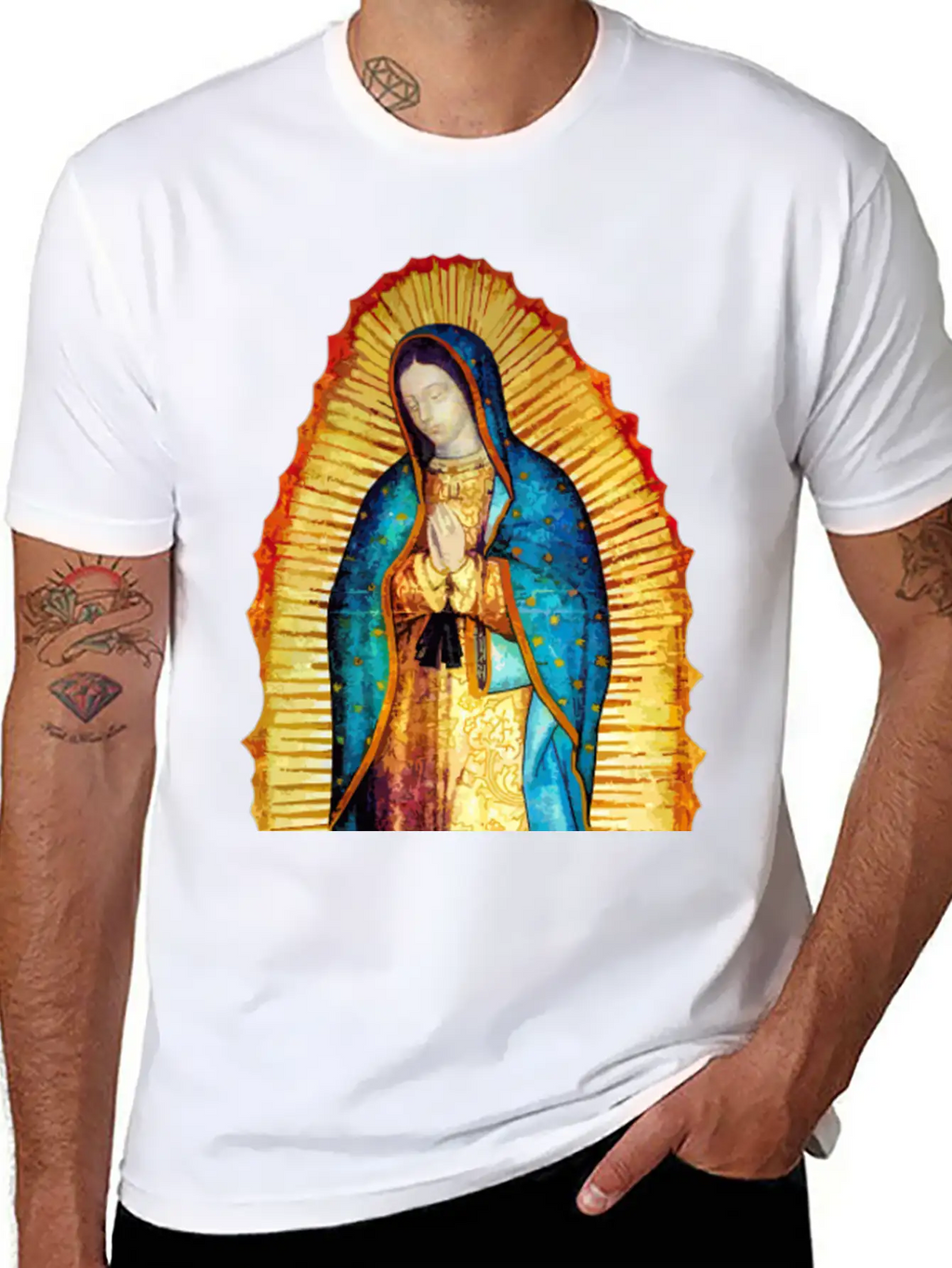 Our Lady Virgin May Guadalupe A-092921 Unisex Short Sleeve Soft Cotton T-Shirt – Casual Everyday Wear