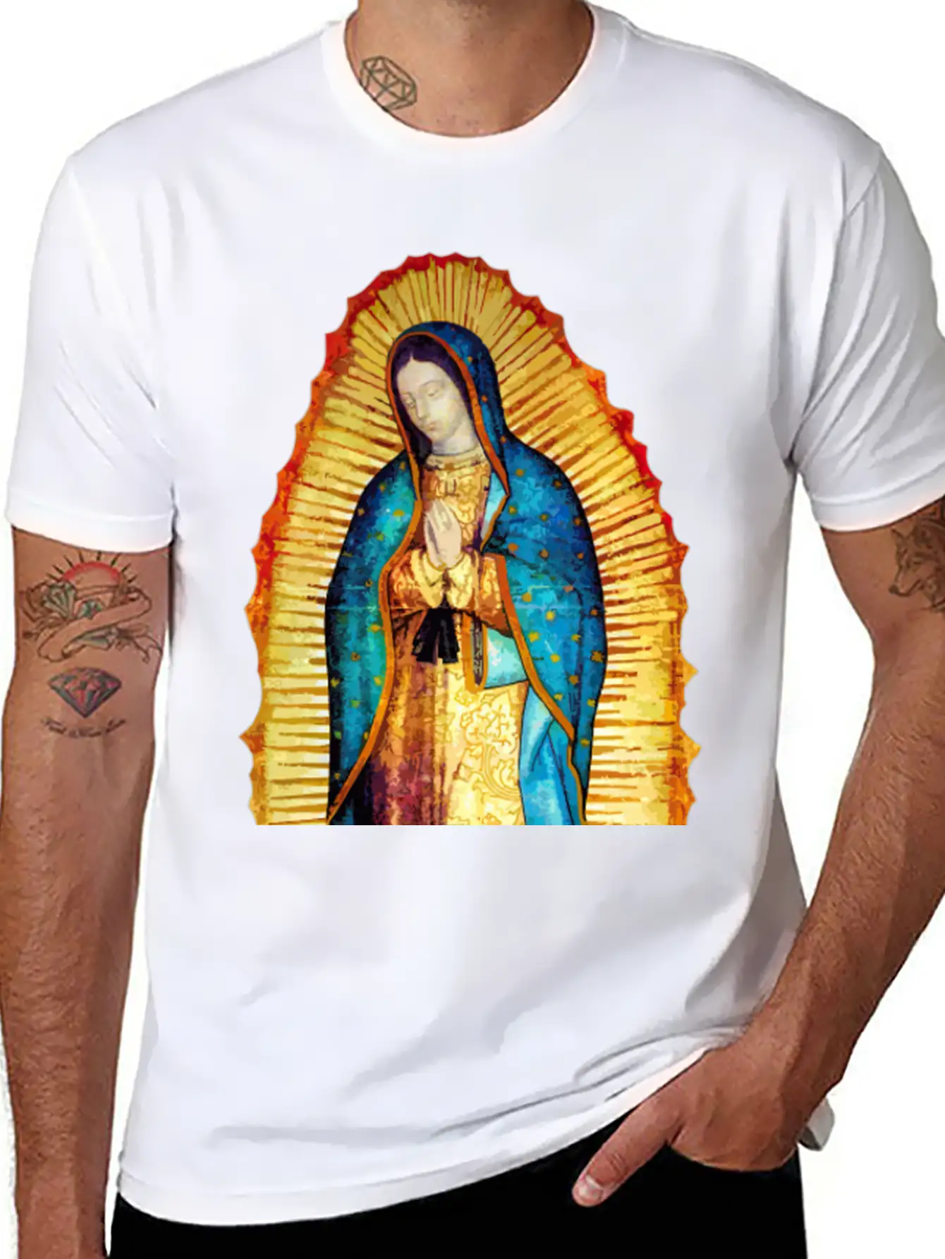 Our Lady Virgin May Guadalupe A-092921 Unisex Short Sleeve Soft Cotton T-Shirt – Casual Everyday Wear
